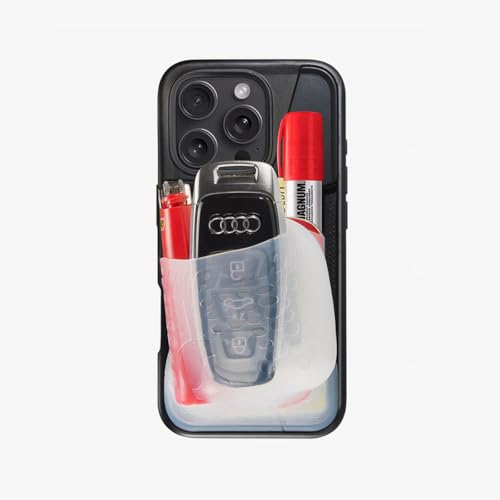 Ninja Labs Flex Pouch Phone Case (Stretches to Hold 30+ Cards, Airpods, Lip Balm, Car Key & Cash) (Black/Clear, iPhone 13 PRO) by Ninja Labs - Used condition - Image 3