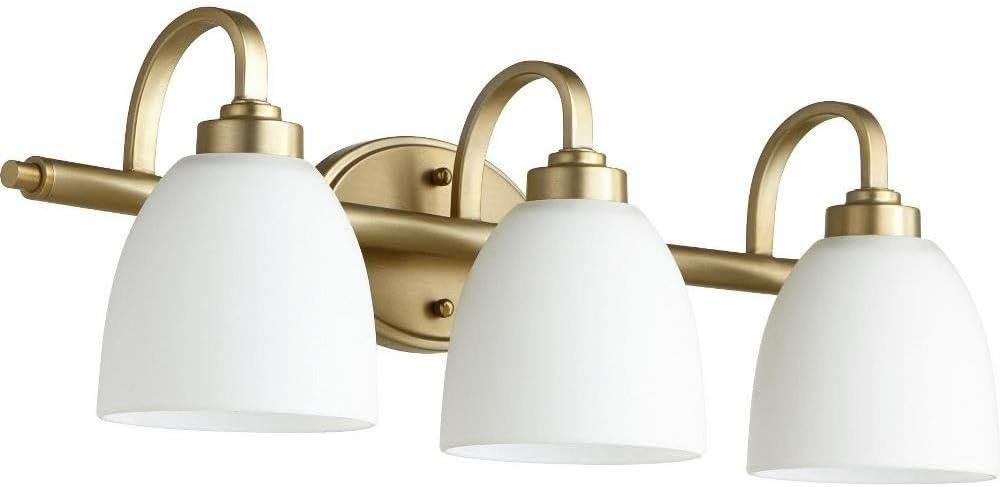 Quorum 5060-3-180 Transitional Three Light Vanity from Reyes Collection in Brass - Antique Finish,