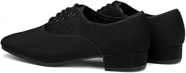 Men's Ballroom Dance Shoes Black Suede Sole Lace-Up Tango Salsa Latin Waltz Character Shoe Professional Performance Practice Dance Shoes