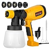 Upgraded Electric Paint Sprayer Gun,High Power HVLP Paint Sprayer with 5 Nozzles & 3 Spray Settings,Flexible Flow Control,Easy to Use & Clean, Ideal for Furniture, Walls, Fences, Cabinets, Door etc