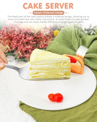 FTAKRY 13-Inch Premium Cake Cutting Set for wedding,Exquisite Cake Knife and Server Set with Serrated Design, Ideal for Pastries, Pies, and Desserts (Silver)