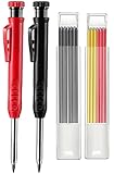 ROBUSTER AUSZIEHBARER Tieflochmarker Ölhaltiger Druckbleistift, Zimmermannsbleistift DIY-Werkzeuge, Markieren auf Holz, Metall, Betonfliesen (schwarz + rot)