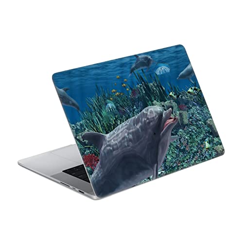 Skin MacBook Pro 14 A2442 Décoration Dauphins Simone Gatterwe au Bureau