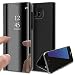 Produktbild Homikon Luxury PU Leder Spiegel Hülle Lederhülle Beirftasche Überzug Folio Schutzhülle Slim Fit Handyhülle Semi-Transparentes Mirror Effect Case Kompatibel mit Huawei Mate 20 Lite - Schwarz