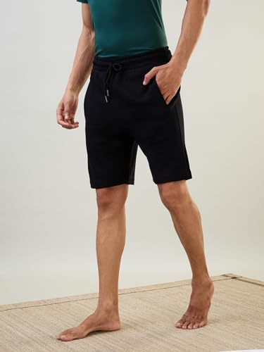 Image of SleepZ by Raymond Men Regular Fit Solid Pattern Cotton Polyester Blend Shorts