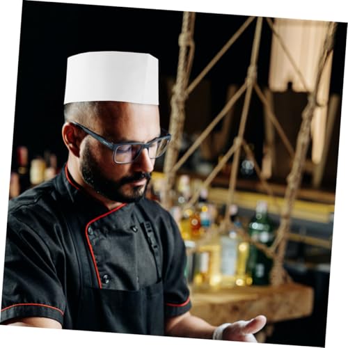 Toques de chef en papier blanc jetables Ipetboom x50 pour restauration - 5