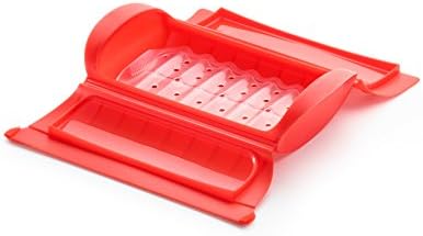 Lékué Estuche de vapor con bandeja, 1-2 personas, silicona platino rojo (650 ml)