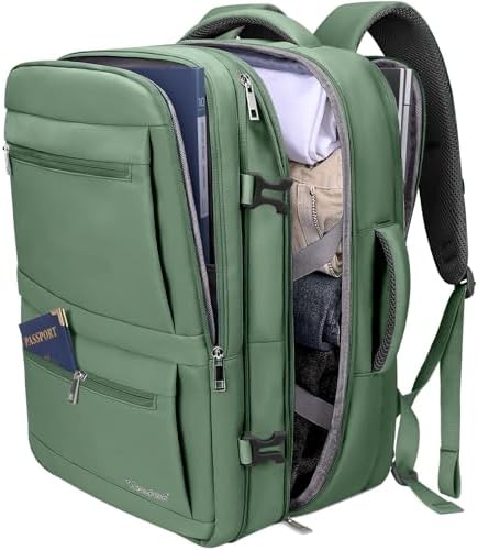 BALEINE Travel Backpack for Women Men, Large Sturdy Carry On Laptop Backpack Gifts for Business, Casual, Weekender, Hiking (XL, Olive Green)