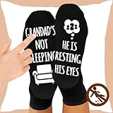 UEOTO Grandad Birthday Gifts from Grandchildren Calf Socks 9-11 with Grippers GRANDADS NOT SLEEPING HE'S RESTING HIS EYES, Funny Fathers Day Christmas Gifts for Grandad Socks - Image 2