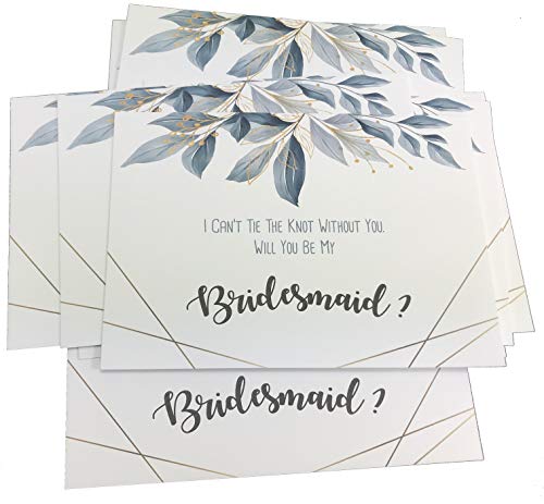 Will You Be My Bridesmaid 16 Cards With Matching Size White Envelopes For 10 Bridesmaids, 2 Matron Of Honor, 2 Maid Of Honor & 2 Flower Girls Card For Bride To Help Tie The Know. (Light Blue) #TOP1