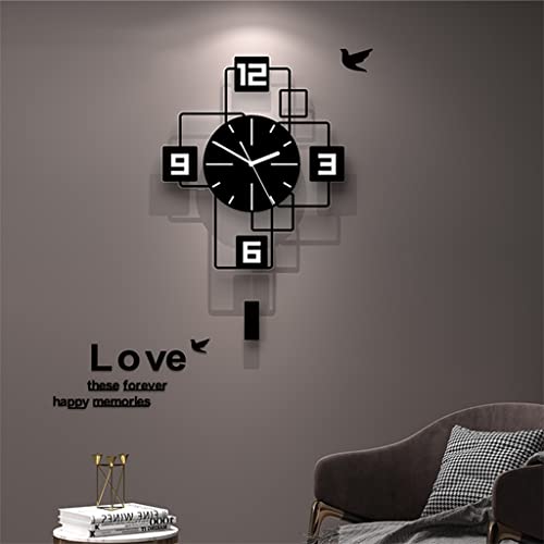 Zlbyb Creative Wall Clock Square Hand Black Sticker Home Decoration Clock Mute (Color : Black, Size : 35X54Cm) #TOP4