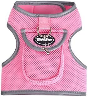 Dog Backpack Harness Puppy Vest - Soft Mesh Pet Padded Harnesses with Pocket,Pink Medium