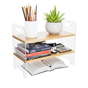 Gonice Schreibtischregal Holz 2 Etagen 20x40cm