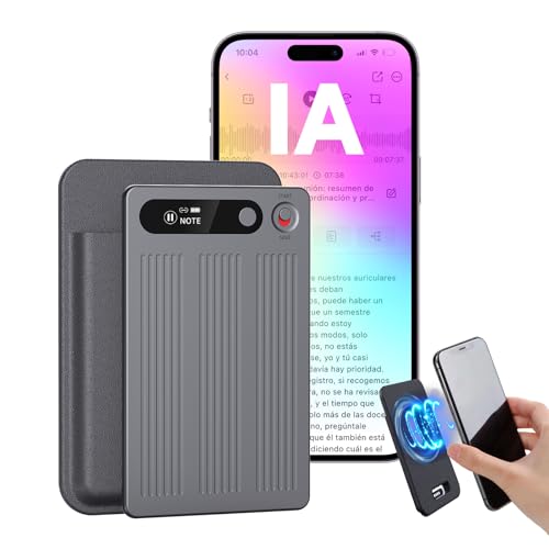 NUASI Grabadora de Voz IA con Funda Negra-Transcribe y Resume con tecnología de IA - Soporta 80+ Idiomas, 64GB de Memoria, Control de reunión con App, Genial para Lección, Llamada, entrevista