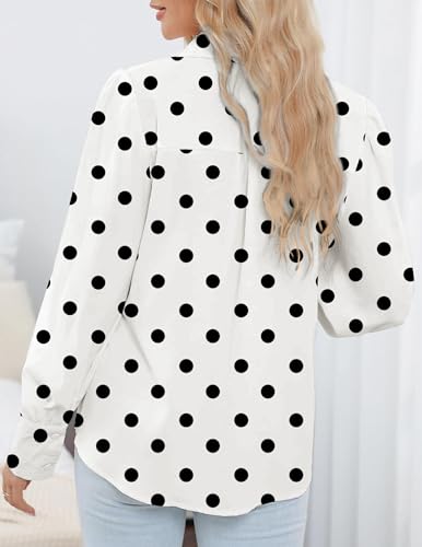 Zeagoo Tops for Women Dressy Casual Long Sleeve Blouse Button Down Shirts Polka Dots Clothes Fashion Spring Outfit