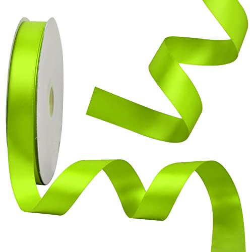 91m Double Face Emballage Cadeau Ruban, Couture Rubans Rouleau Satin de Soie, 25mm Ruban en Tissu Arc-en-Ciel pour Mariage Artisanat Fête D'anniversaire Décoration D'intérieur Noël (Vert) Cover