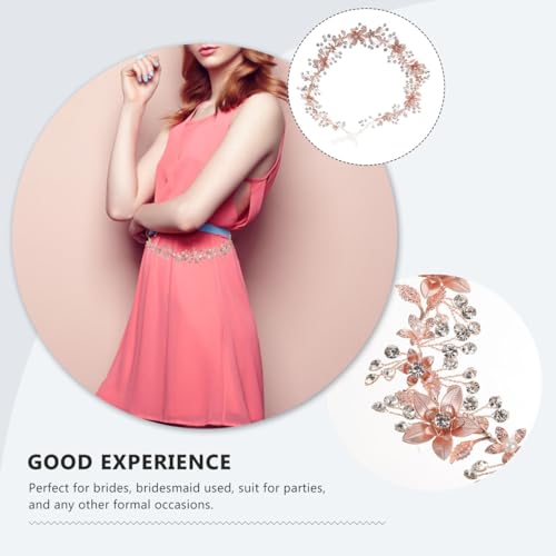 KESYOO Wedding Crystal Belt Fashion Bridal Dress Belt Accessory Bridal Flower Waistband Rose Gold Belt (Rose Gold)4