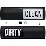 GORILLA GRIP Strong Dishwasher Magnet Clean Dirty Sign, Large Letters for Easy Read, Optional Adhesive Sticker for Non-Magnet Surfaces, Non-Scratch Sliding Dish Washer Magnets, Kitchen Decor, Black