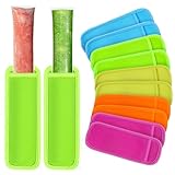 MAQIHAN 10 PCS Reusable Ice Popsicle Holders - Ice Pop Sleeves for Frozen Treats Yogurt Tubes Ice Cream Men Women Party Durable Neoprene Anti-freezing No Drip in 5 Assorted Colors
