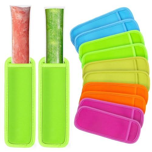 MAQIHAN Reusable Ice Popsicle Holders - 10 PCS Ice Pop Sleeves for Frozen Treats Yogurt Tubes Ice Cream Men Women Party Durable Neoprene Anti-freezing No Drip in 5 Assorted Colors by MAQIHAN - Used condition - US$6.59