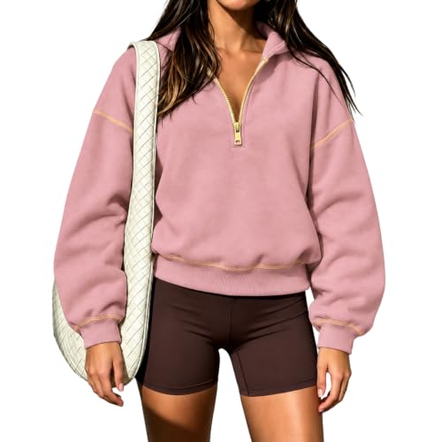 Crop Hoodies for Women Oversized Cropped Quarter Zip Athleisure Tops - image 3