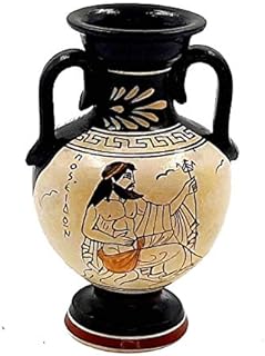 Attic white ground Greek Amphora Vase 13cm,God Poseidon