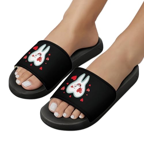 Tooth Smile Heart Unisex Shower Shoes House Slippers Non-Slip Indoor Bathroom Shoes for Pool Beach 38 (240mm)3