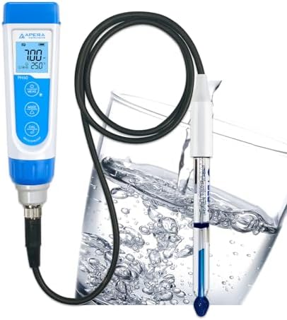 Apera Instruments PH60-PW Handheld pH Meter Tester Kit with LabSen 805 ATC pH Electrode for Lab-Grade pH Measurement in Pure Water and Water Solutions with Low Ionic Strength