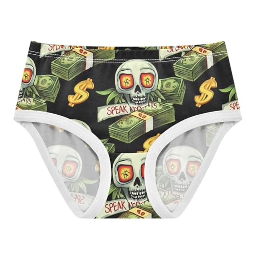 Skull Dollar Bills Funny Black Cute Panties Girl Girls Underwear Toddlers Cotton Bright Briefs Underpants 2t
