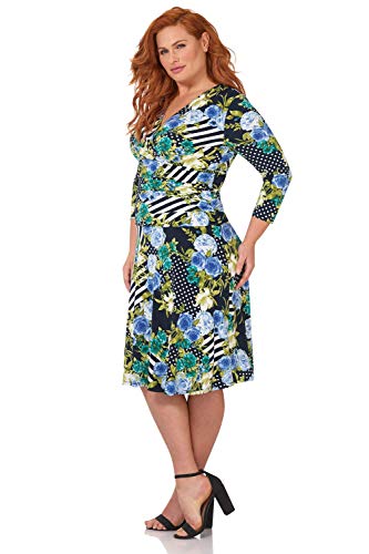 Rekucci Curvy Fit Plus Size Women's Slimming 3/4 Sleeve Tummy Control Dress2