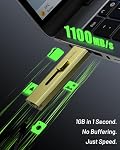 1TB Portable External SSD, Up to 1100MB/s, USB 3.2 Gen2 Flash Drive with Dual USB-C & USB-A Ports, Push-Pull Design, Thumb Drive Compatible with iPhone 15/16, Android, Mac, PC