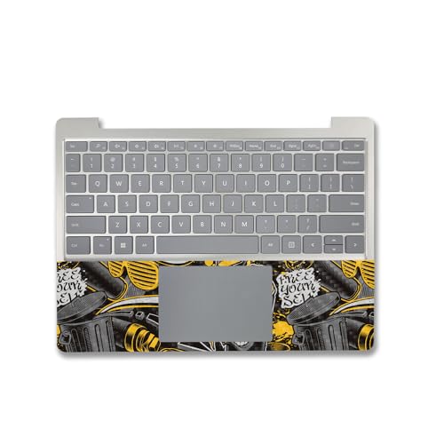 Image of MightySkins Carbon Fiber Skin Compatible with Microsoft Surface Laptop Go 3 (2023) Full Wrap Kit - Yellow Hip Hop | Protective, Durable Textured Carbon Fiber Finish | Easy to Apply | Made in The USA