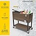 Permasteel 80-Quart Rolling Patio Cooler with Wood Grain Finish – Outdoor Beverage Cooler with Wheels & Insulated Ice Chest for Backyard, Deck, and Poolside Parties – Brown