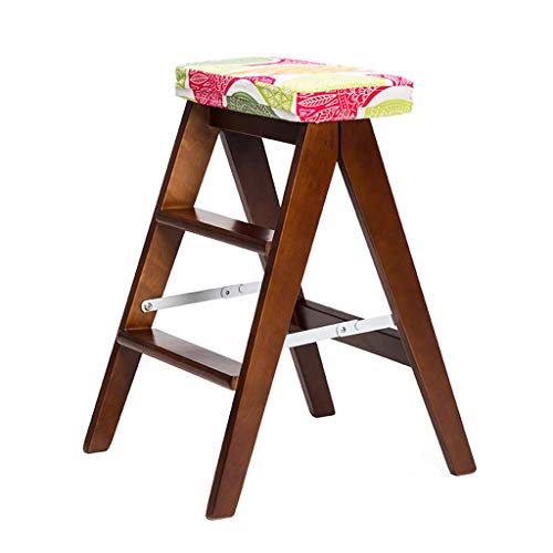 Peldaños plegables de madera maciza modelo Fruta de Colores con cojín cómodo 2