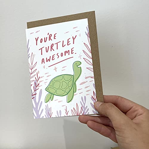 Old English Co. Turtley Awesome Birthday Card - Fun Pun Cute Animal Greeting Card For Her Or Him | Humour, Love, Friendship, Anniversary, Romance, Just Because | Blank Inside With Envelope #TOP1
