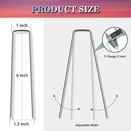 Gtongoko Galvanized Landscape Staples 6 Inch 11 Gauge Anti-Rust Ground Sod Pins Yard Stakes For Weed Barrier Fabric, 50 Pack #TOP1