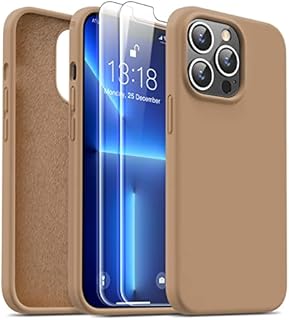 JASBON Designed for iPhone 13 Pro Case with 2 Pack Screen Protector, Liquid Silicone Ultra Slim Shockproof Protective Phone Case with [Soft Anti-Scratch Microfiber Lining], 6.1 inch, Sierra Blue
