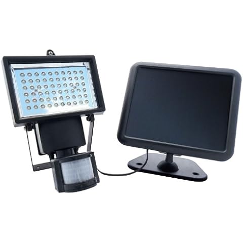 Nature Power 22050 Solar Powered Security Light with Motion Sensor and 60 Bright White LED, Black Finish Cover