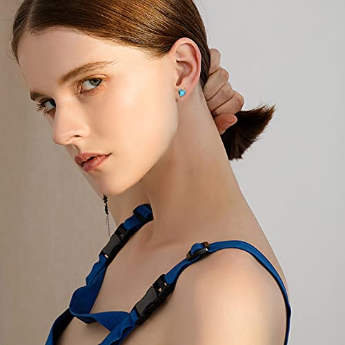 Aoveao Heart Earrings Turquoise Earrings 925 Sterling Silver Turquoise Heart Studs Earrings Hypoallergenic Heart Turquoise Jewelry Gift For Women Girls Turquoise Lovers #TOP4