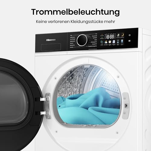Hisense DH3I802BWCD, 8KG, Kondensation mit Wärmepumpe, 18 Programme, ConnectLife, Feuchtesensor, Anti Crease, TwinAir,Schwarz- Weiß, Energieeffizienzklasse C