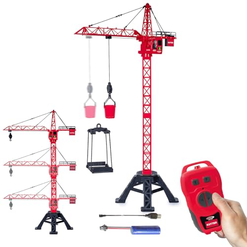 Jamara 406321 Grue à Tour Pivotante Kutter XL 99 IR - Grue Géante Telecommandée, Jeu de Construction réaliste pour Enfants, Rotation à 360°, Cadeau pour Enfants