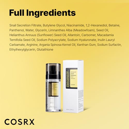 COSRX Niacinamide 5% + Snail Mucin 74% Dual Essence, Anti aging Face Serum for Dull Skin, Hydrating, Brightening, Repairing, 2.70 fl.oz / 80ml, Sensitive Skin, Not Tested on Animals, Korean Skincare - imagen 8