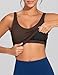 THE GYM PEOPLE Women's Longline Sports Bra Wirefree Padded Workout Yoga Tank Top Brown