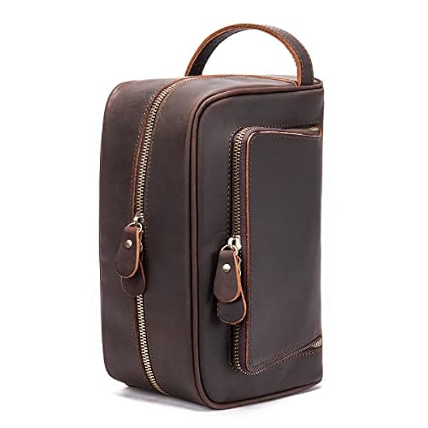 Beauty Case da Viaggio per Donna Uomo, Borsa da viaggio portatile da viaggio for uomo Borsa da toilette for articoli da toeletta in pelle Crazy Horse Borsa da barba Porta cosmetici Custodia for trucco