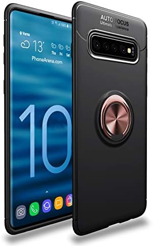 SORAKA Case for Samsung Galaxy S10 Plus with 360 degree rotation Ring Stand Soft Slim Fit Silicone Case Shockproof Anti-fingerprint Case with Metal Plate for Magnetic Car Phone Holder
