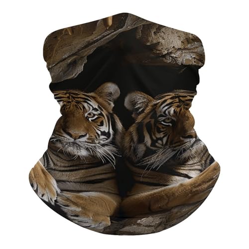 Tiger in Cave Scaldacollo 25X50cm Sciarpa A Tubo Elastico Antiscivolo Passamontagna per Sports Adulto Ciclismo