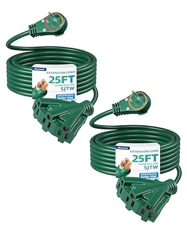 DEWENWILS&EDISHINE DEWENWILS Halloween 360° Rotating Flat Extension Cord 2 Pack 10FT Green — $21.99 (20% off)