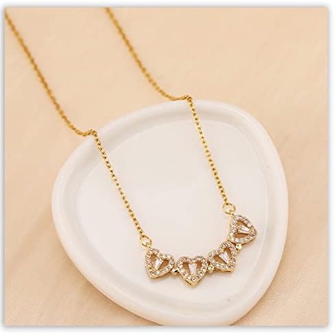 Four Leaf Clover Necklace Foldable for Women,925 Sterling SIlver Bling zircon stone Four Heart Grass Women's Necklaces Crocker ,Retro Magnetic Folding Love Heart Pendant One Style,Two Wearing Methods - Image 4