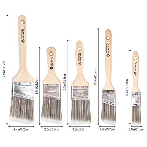 Professional Paint Brush Set, 5 Pack Paint Brushes Wood Handle Wall Brush Set, Flat Paint Brushes Precision Fine Brush for Walls, House Trim Sash (25.4mm/38mm/50.8mm/63.5mm)