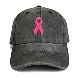 Giavuwn Breast Cancer Awareness Hat for Women, Embroidered Pink Ribbon 3D Logo Baseball Cap